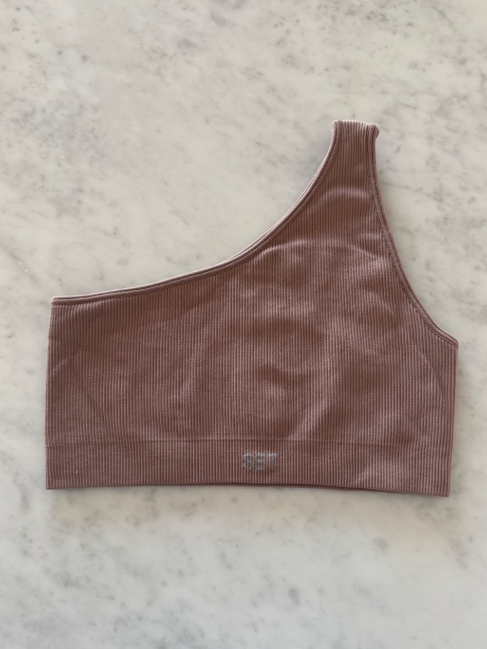 set active ribbed one shoulder sports bra